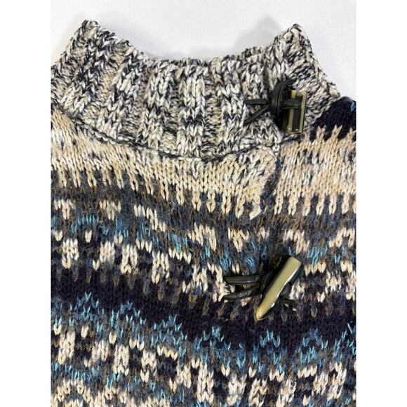 Vtg Evan Picone Fair Isle Chunky Knit Wool Blend Cardigan -Toggle Buttons Sz S - Picture 4 of 11